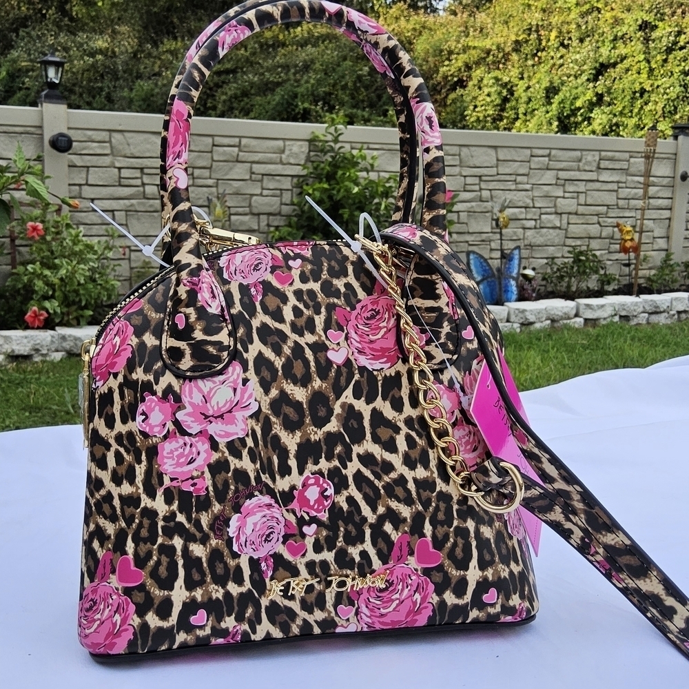 Betsey Johnson Pink and Brown Leopard Print Bag - Picture 2 of 6